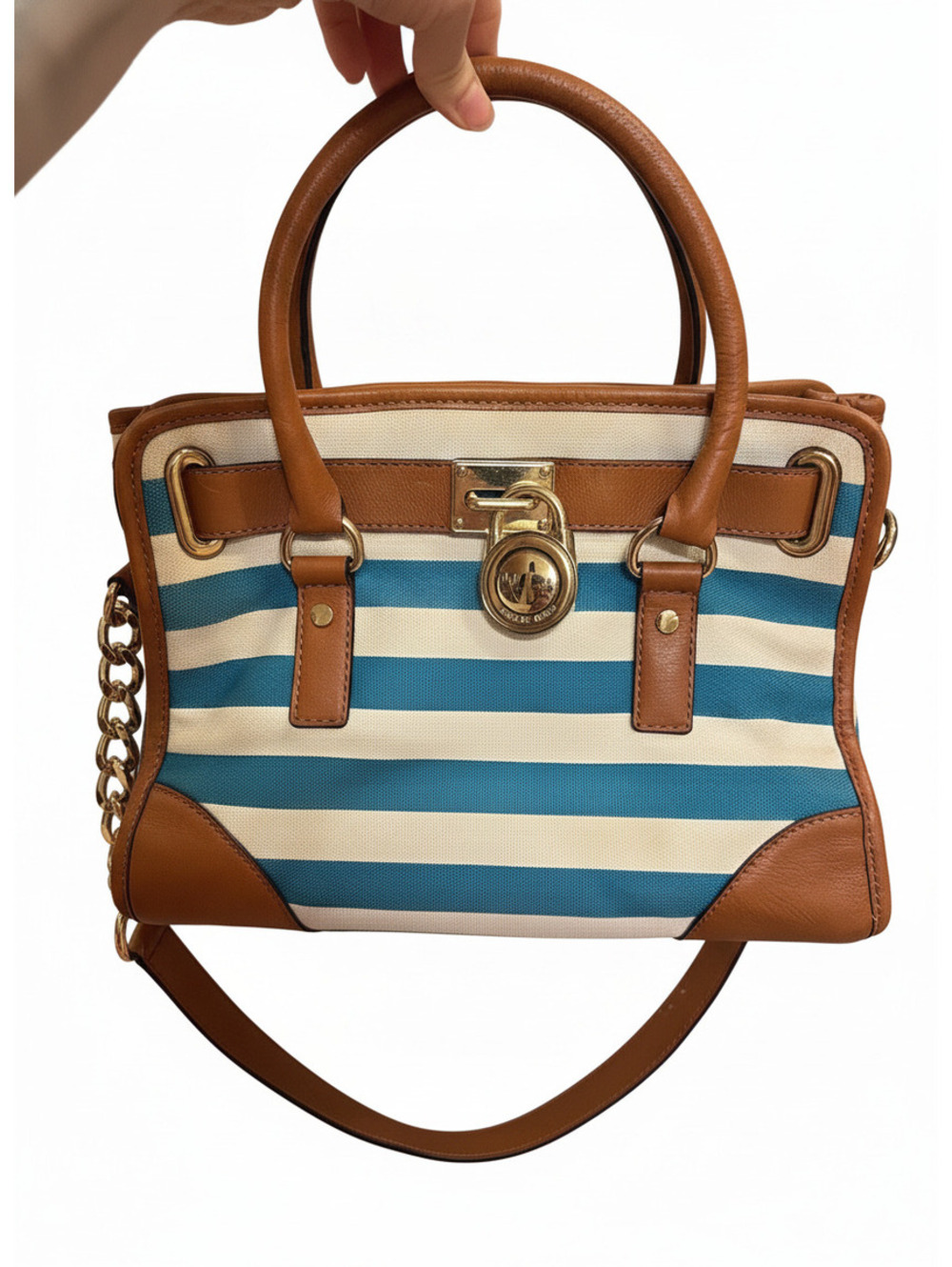 Michael Kors Hamilton Striped Canvas Mini Tote Bag